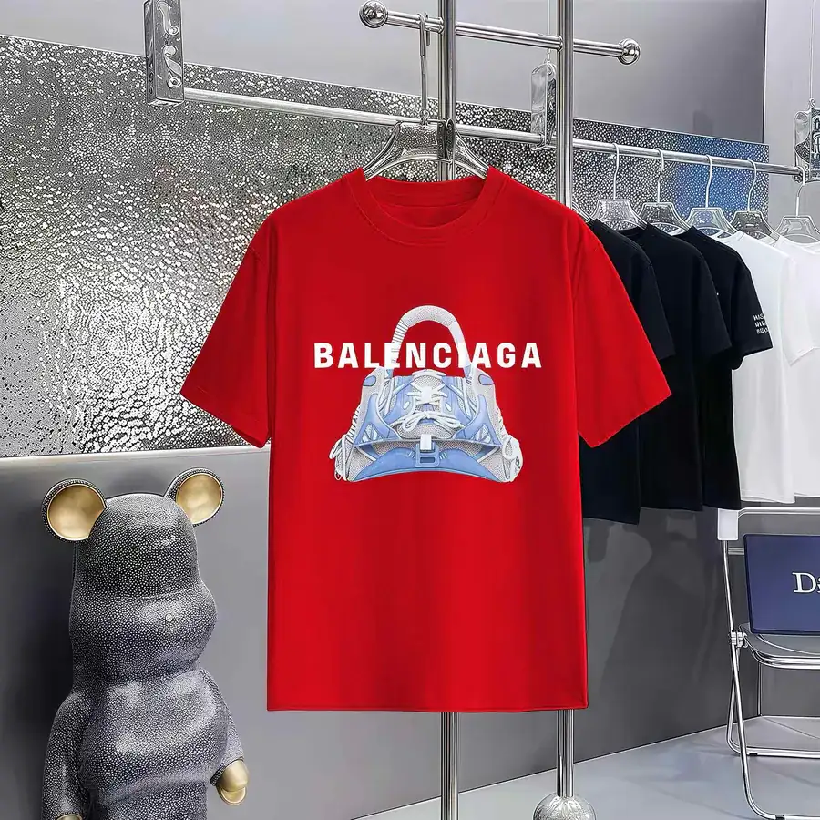 Balenciaga Paris Print Round Neck Short Sleeve T Shirt