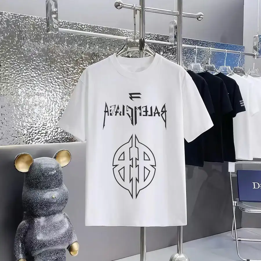 Balenciaga Print Round Neck Short Sleeve T Shirt