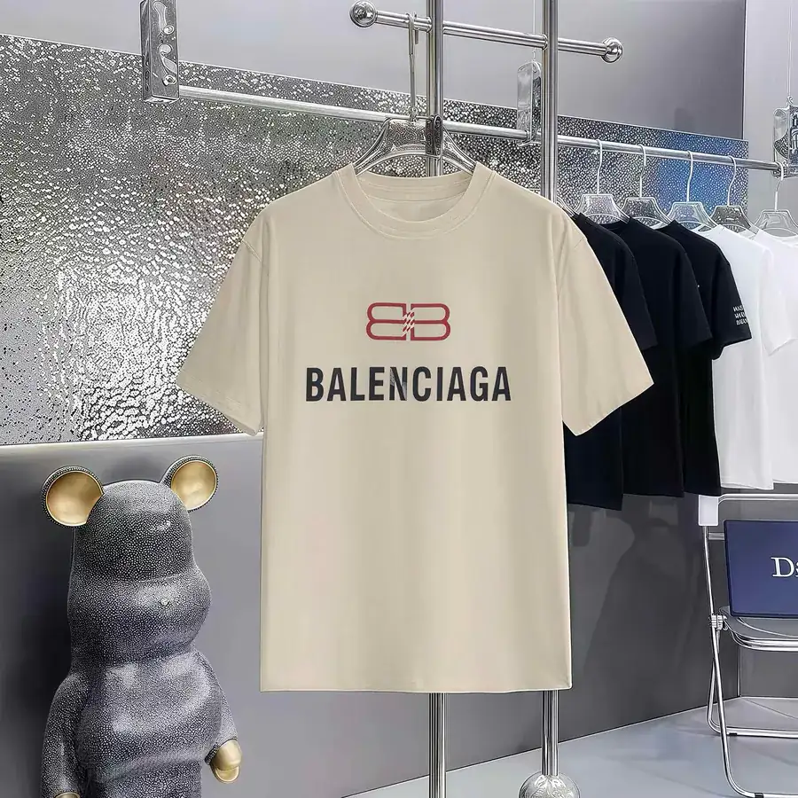 Balenciaga Printed Round Neck Short Sleeve T Shirt