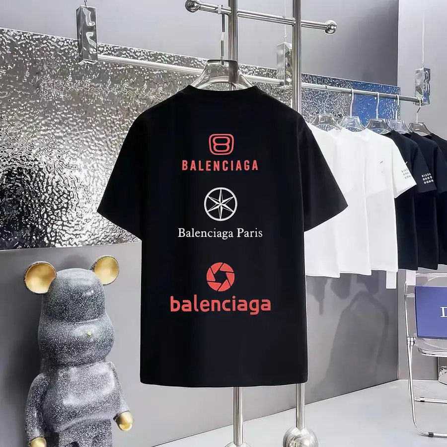 Balenciaga Printed Round Neck Short Sleeve T Shirt