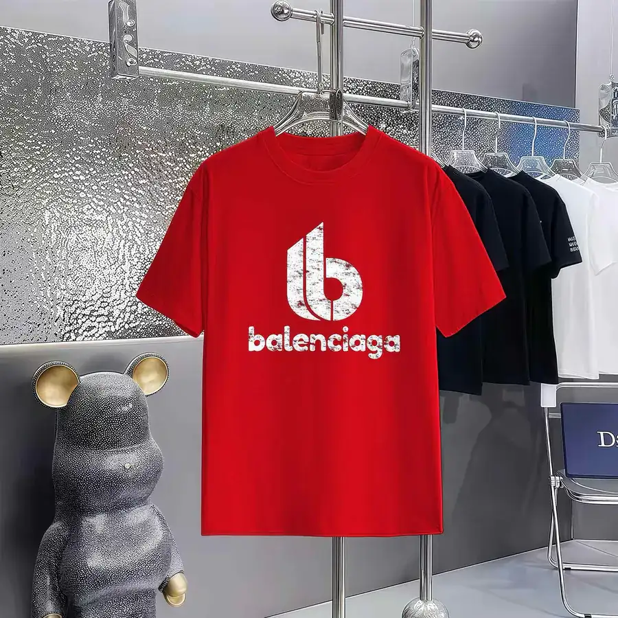 Balenciaga Print Round Neck Short Sleeve T Shirt