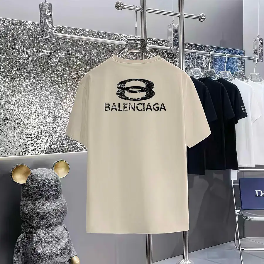 Balenciaga Print Round Neck Short Sleeve T Shirt