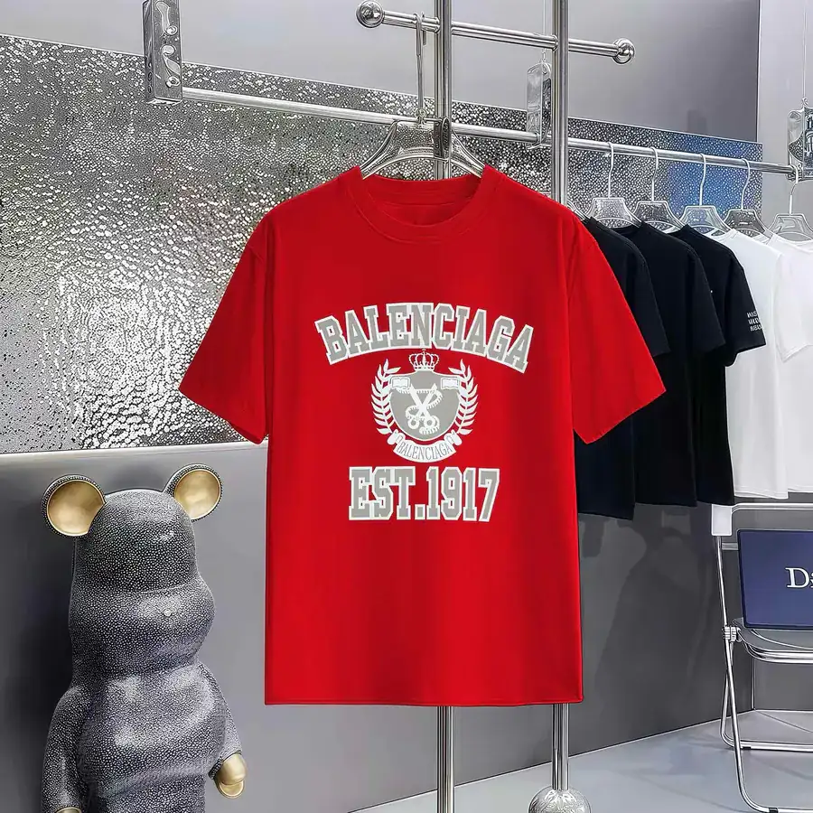 Balenciaga Print Round Neck Short Sleeve T Shirt