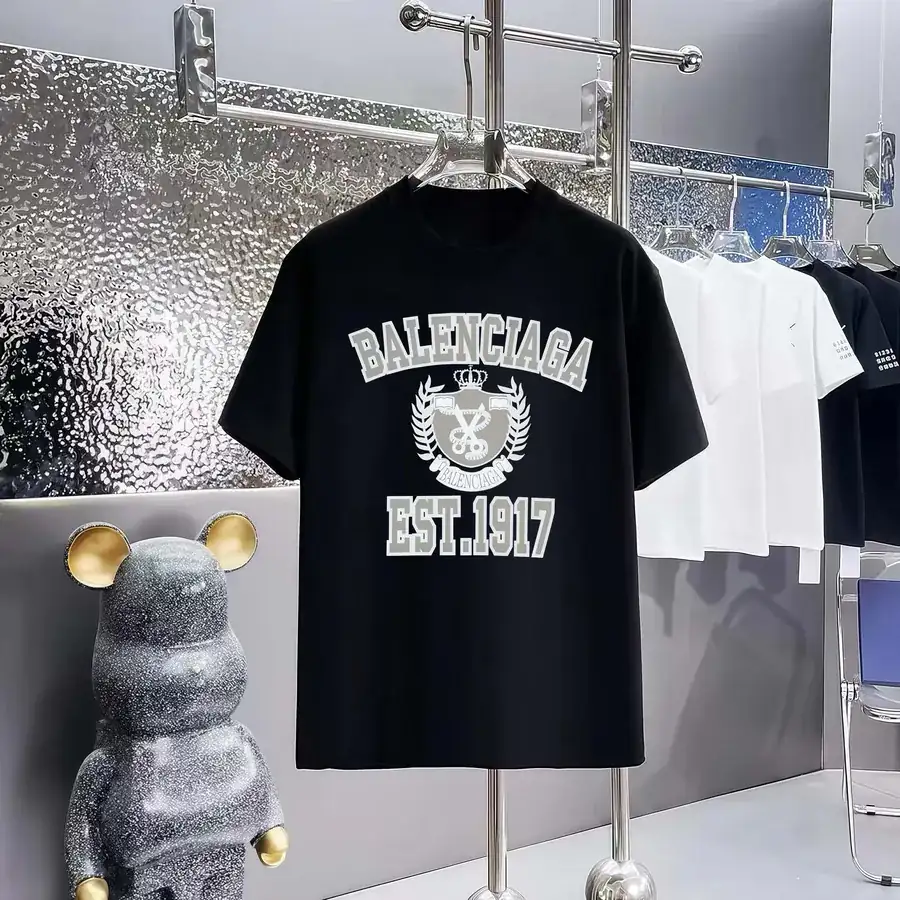Balenciaga Print Round Neck Short Sleeve T Shirt