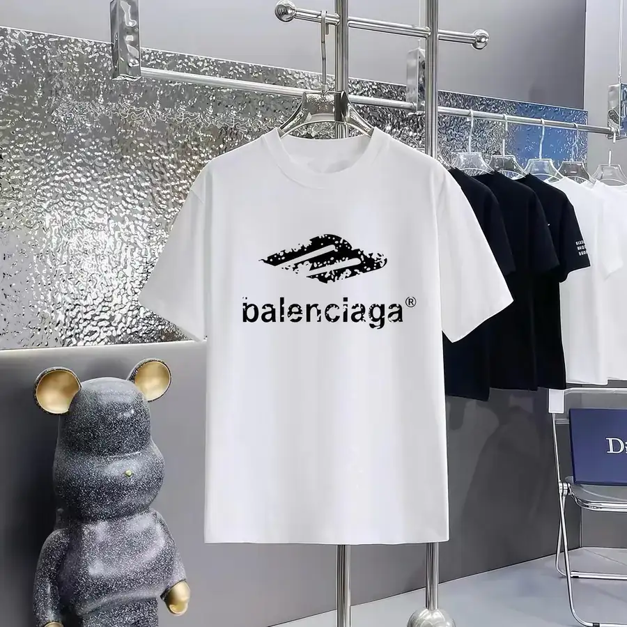 Balenciaga Printed Round Neck Short Sleeve T Shirt