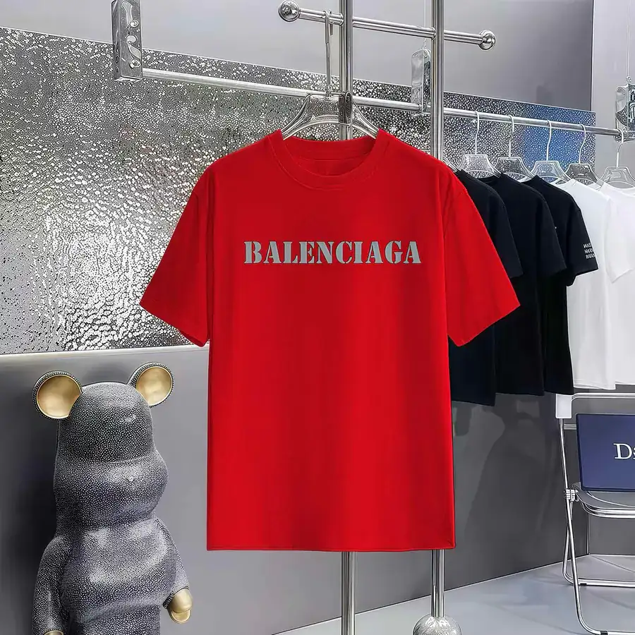 Balenciaga Paris Print Round Neck Short Sleeve T Shirt