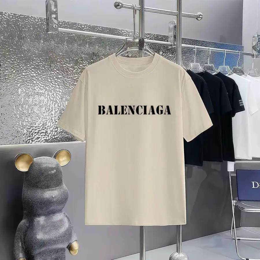 Balenciaga Printed Round Neck Short Sleeve T Shirt