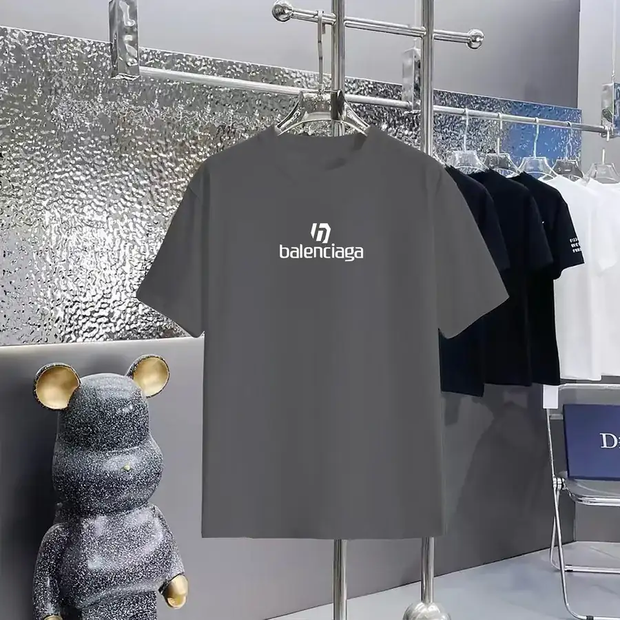 Balenciaga Print Round Neck Short Sleeve T Shirt