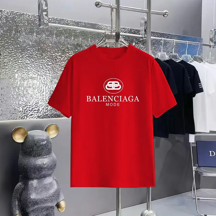 Balenciaga Parisian Print Round Neck Short Sleeve T Shirt
