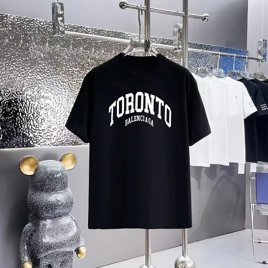Balenciaga Print Round Neck Short Sleeve T Shirt