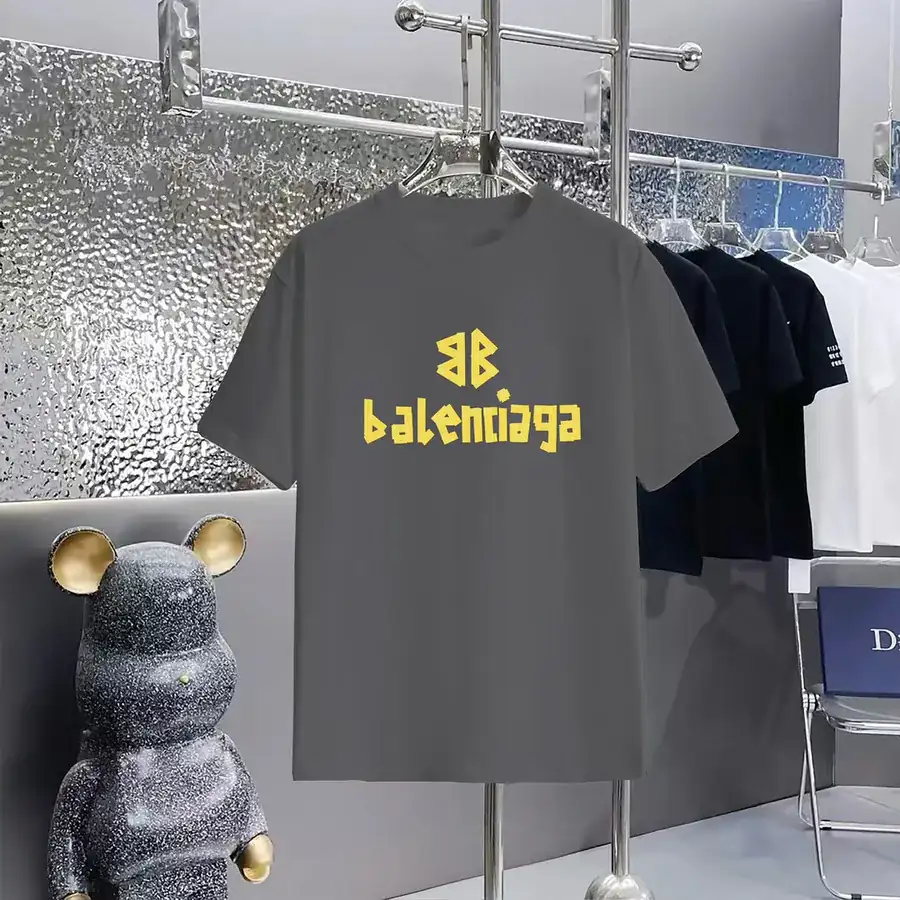 Balenciaga Print Round Neck Short Sleeve T Shirt