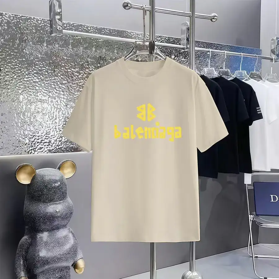 Balenciaga Print Round Neck Short Sleeve T Shirt