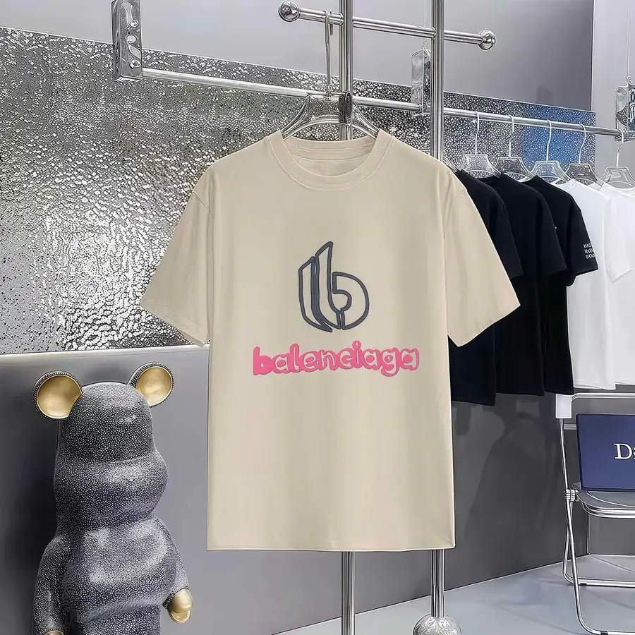 Balenciaga Printed Round Neck Short Sleeve T Shirt