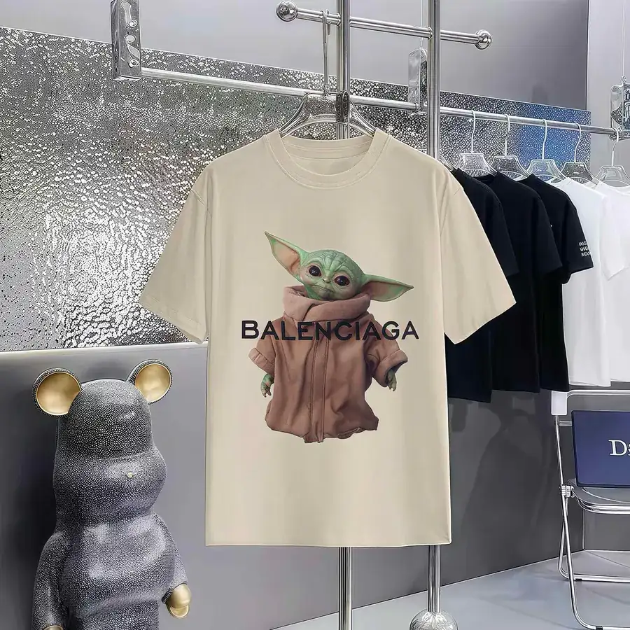 Balenciaga Print Round Neck Short Sleeve T Shirt