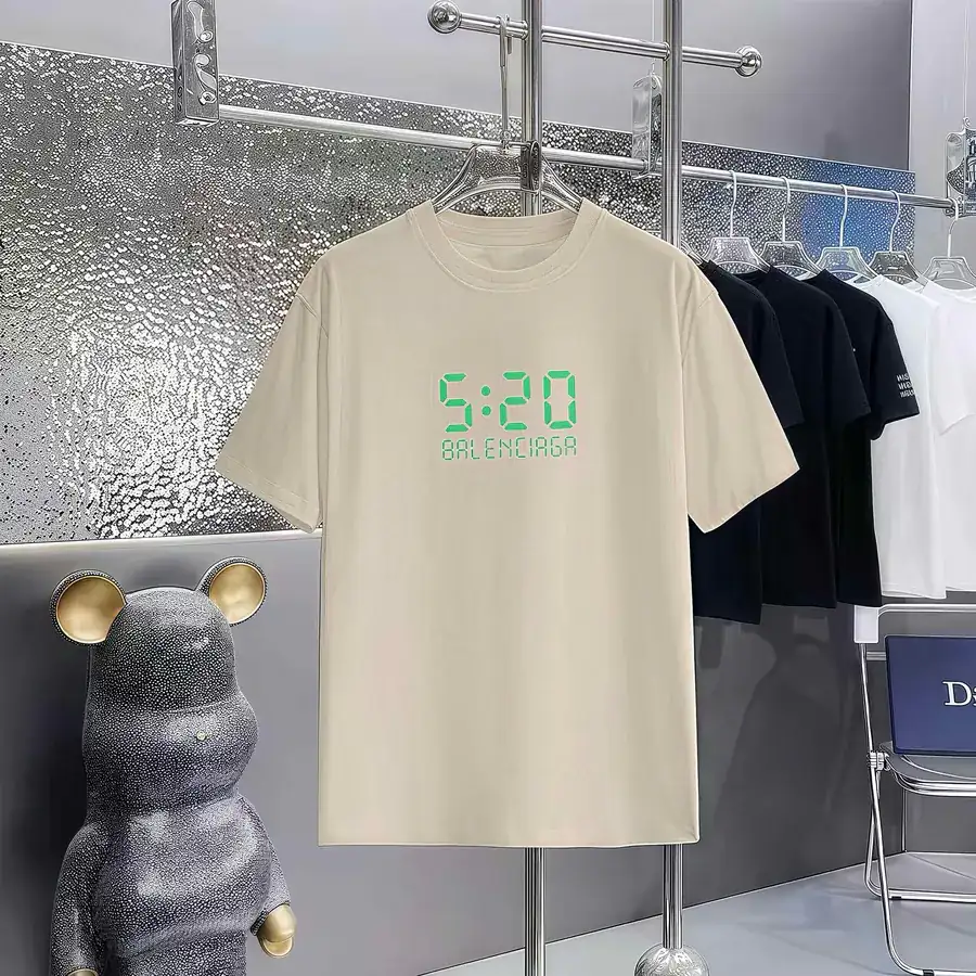 Balenciaga Paris Print Round Neck Short Sleeve T Shirt