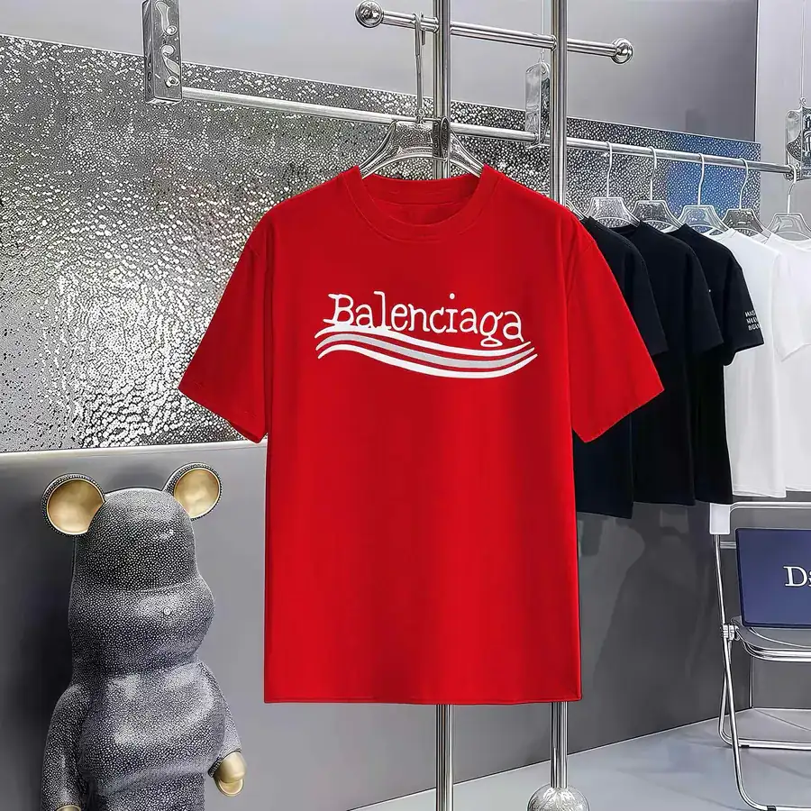 Balenciaga Print Round Neck Short Sleeve T Shirt
