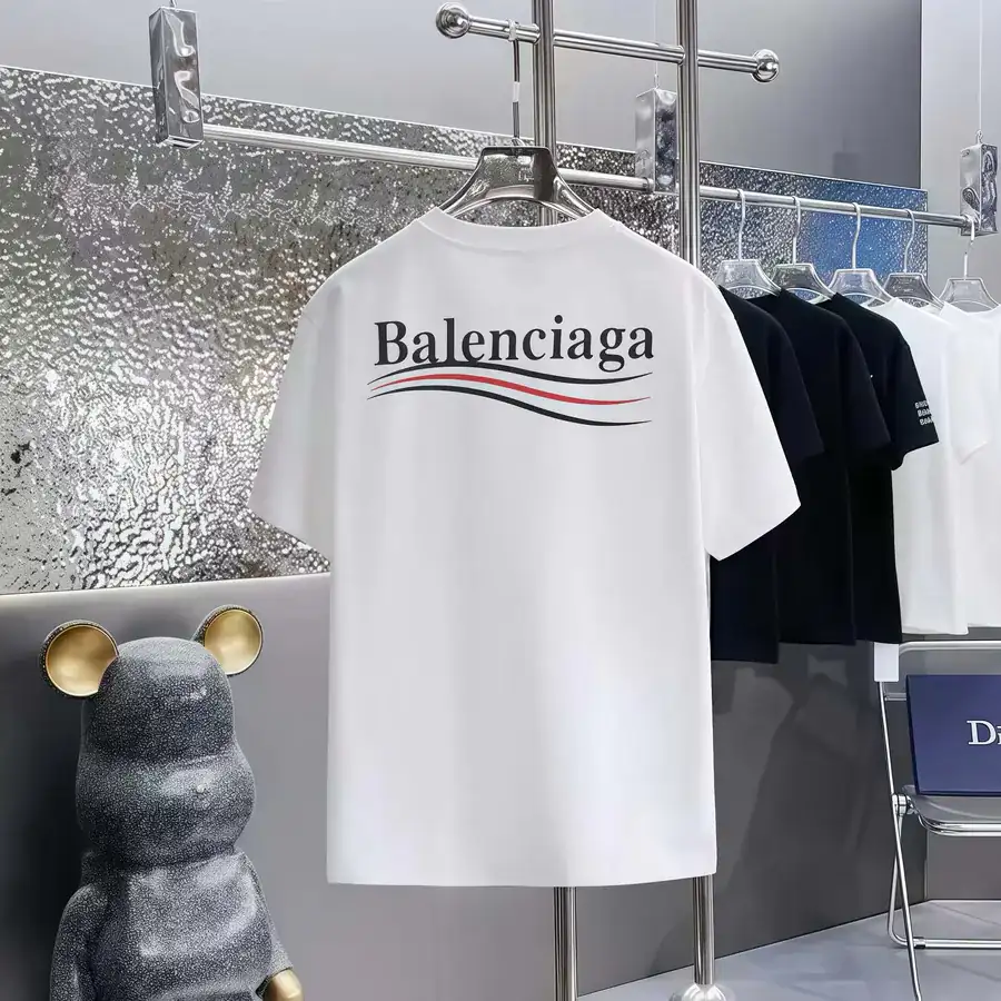 Balenciaga Print Round Neck Short Sleeve T Shirt