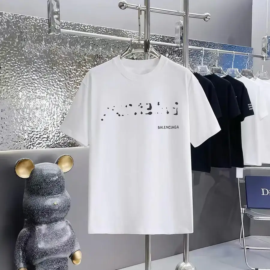 Balenciaga Print Round Neck Short Sleeve T Shirt