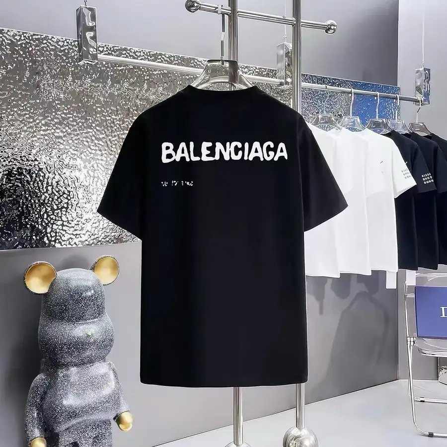 Balenciaga Printed Round Neck Short Sleeve T Shirt