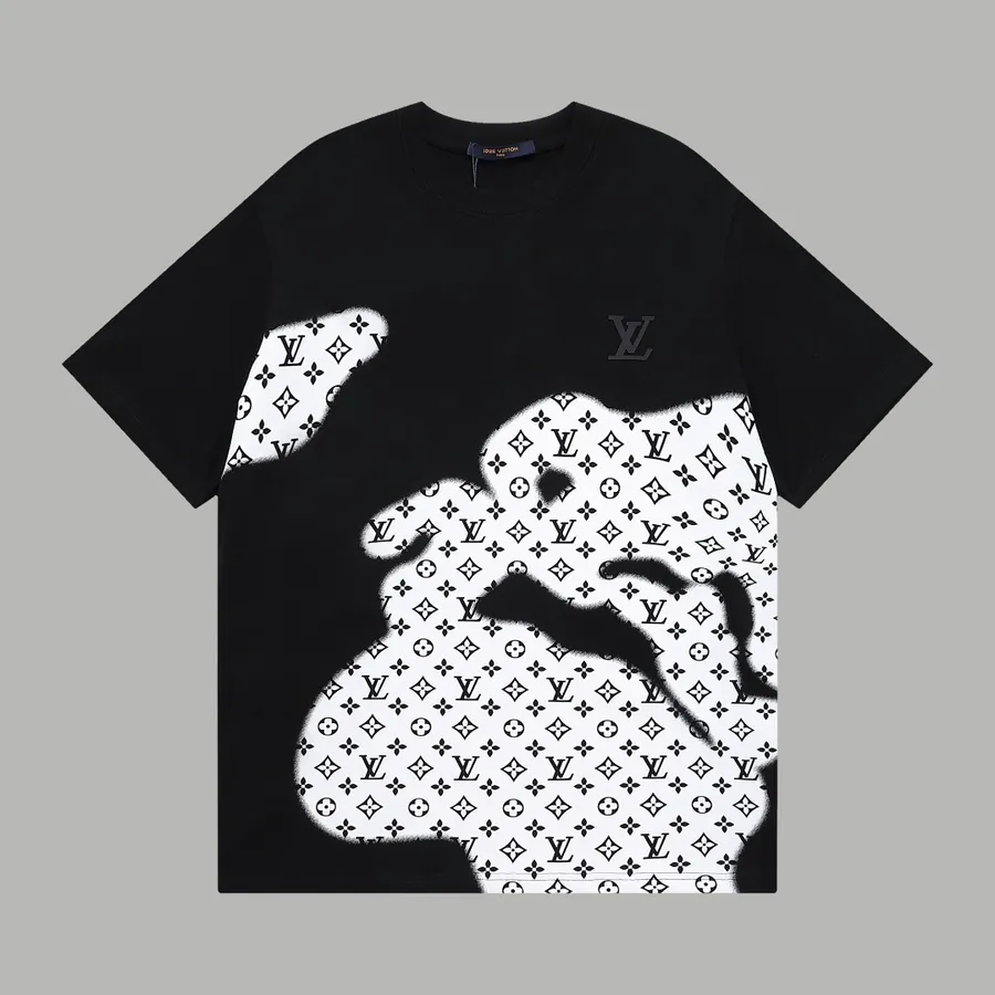 LV Destruction Print Patchwork Letter Short Sleeve