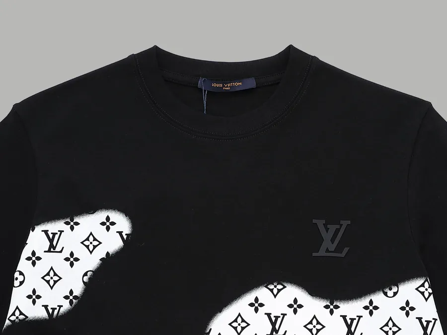 LV Destruction Print Patchwork Letter Short Sleeve