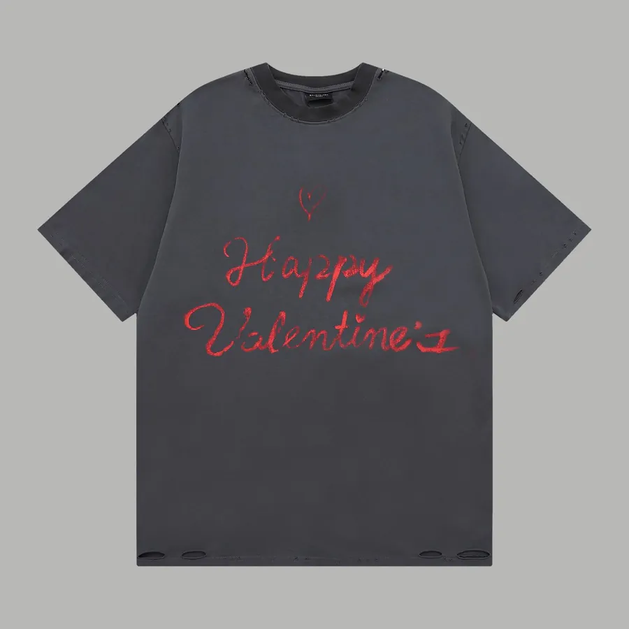 Balenciaga情人节水洗做旧短袖