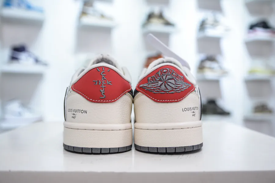 TS x Air x Louis Vuitton 1 Low Collaboration White, Gray, Red