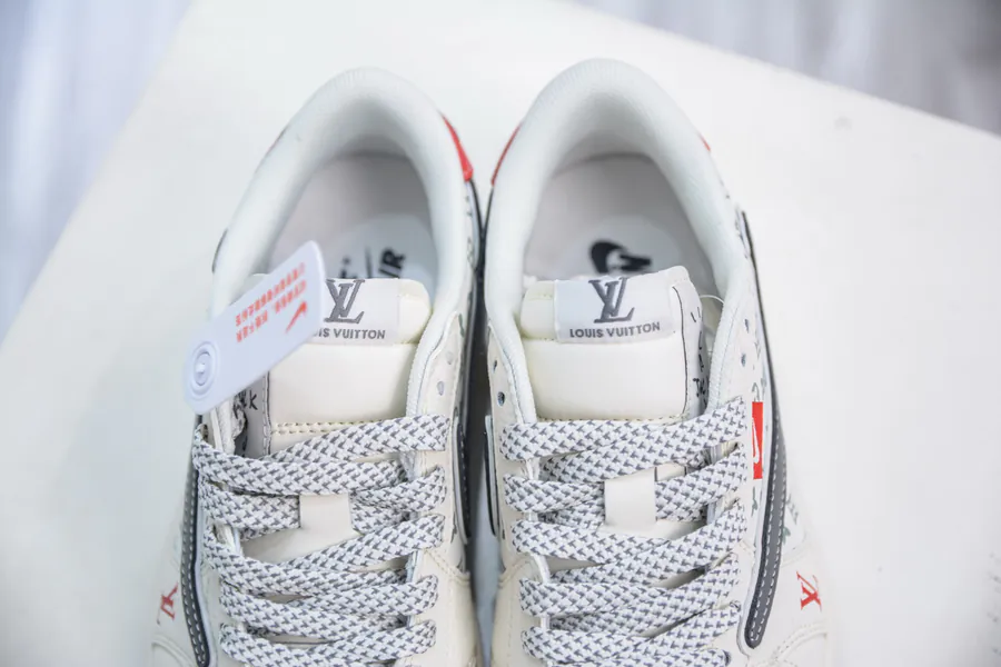 TS x Air x Louis Vuitton 1 Low Collaboration White, Gray, Red