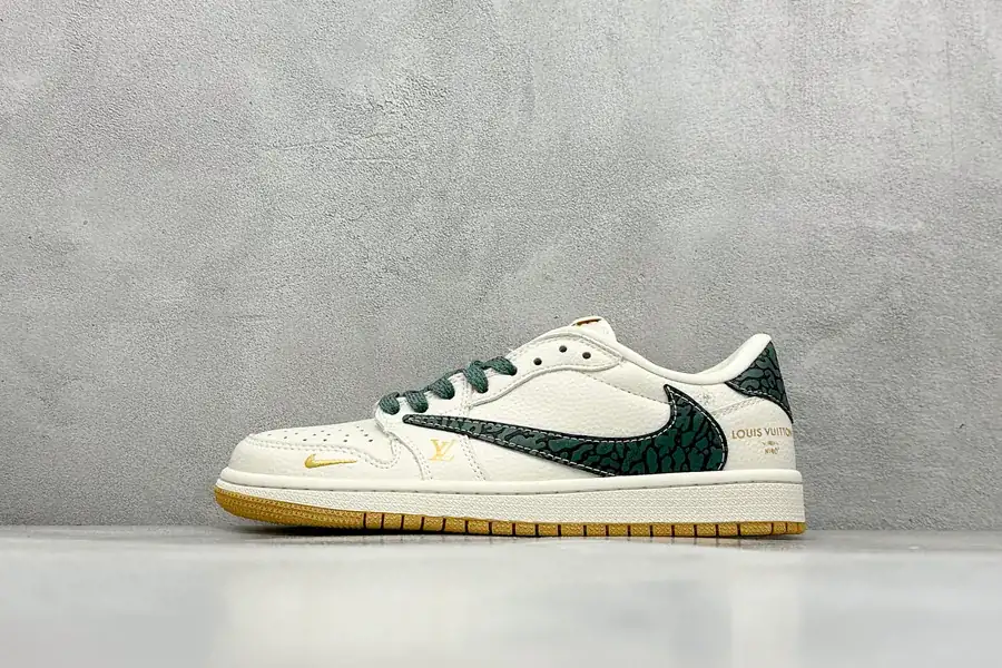 Travis Scott x Air 1 Low x Louis Vuitton Reverse White Green Monogram Sneaker