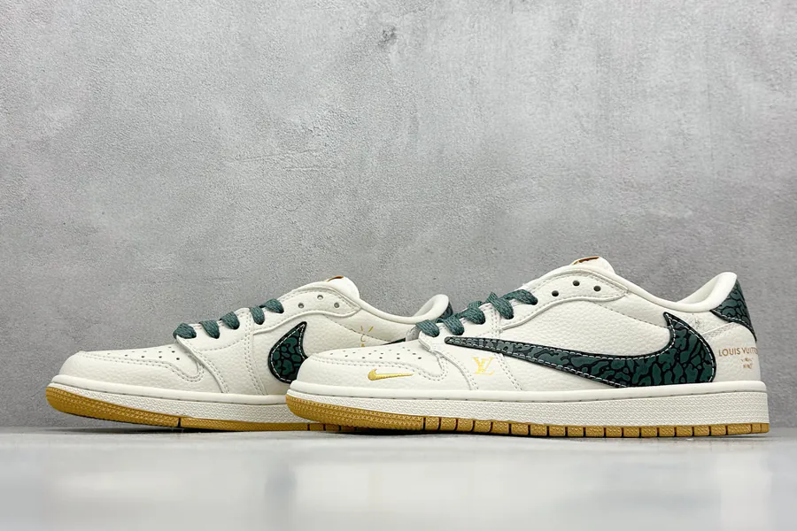 Travis Scott x Air 1 Low x Louis Vuitton Reverse White Green Monogram Sneaker