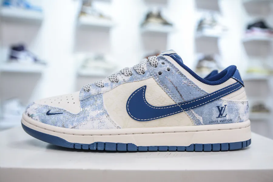 SB Dunk Low x Louis Vuitton Collaboration Denim Night Blue