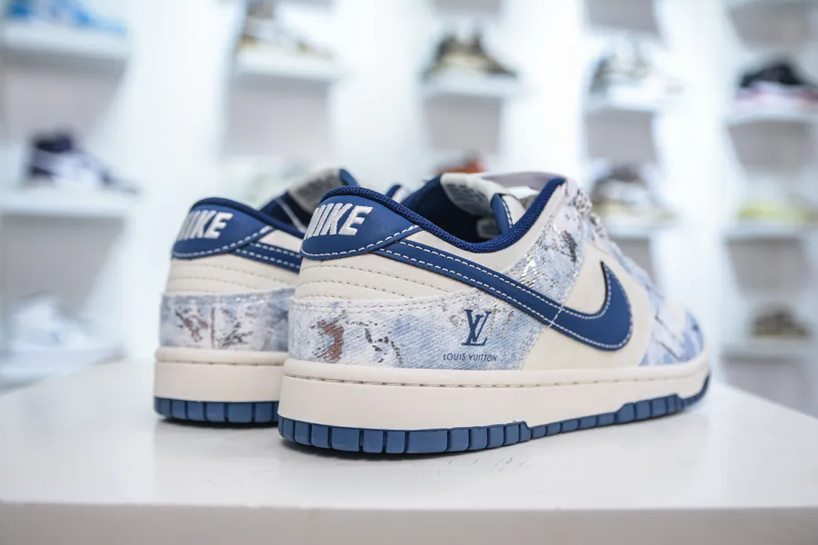 SB Dunk Low x Louis Vuitton Collaboration Denim Night Blue