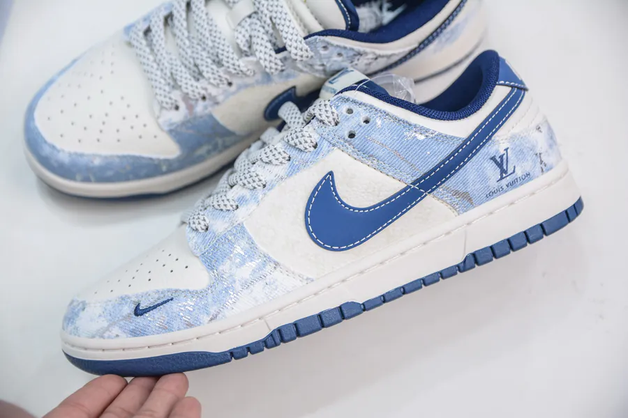 SB Dunk Low x Louis Vuitton Collaboration Denim Night Blue
