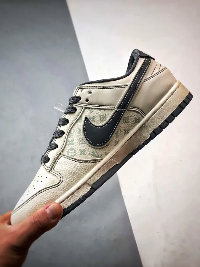 LV Print White Grey Suede Dunk Low Retro
