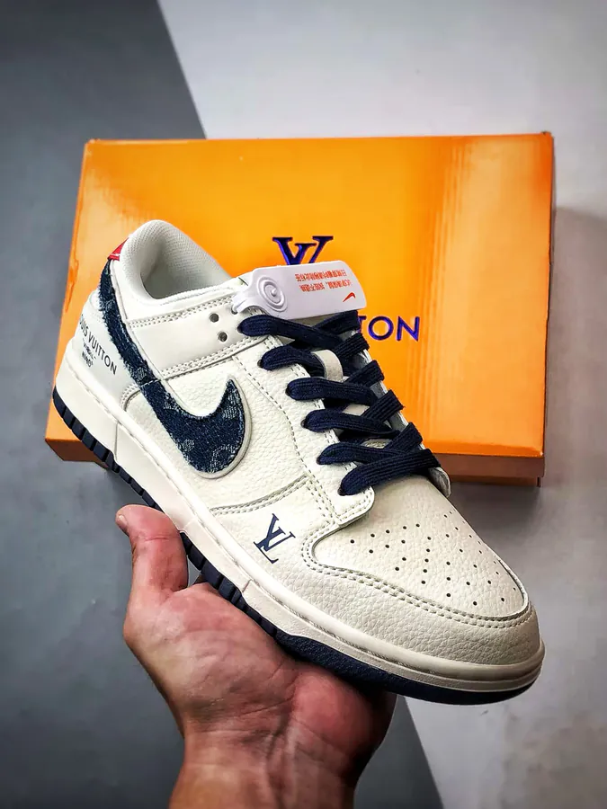 LV White Blue Denim Low Sneaker