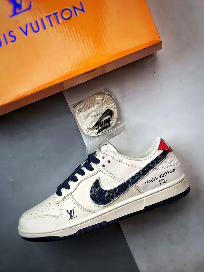 LV White Blue Denim Low Sneaker