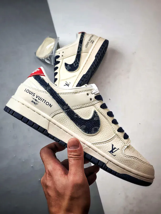 LV White Blue Denim Low Sneaker