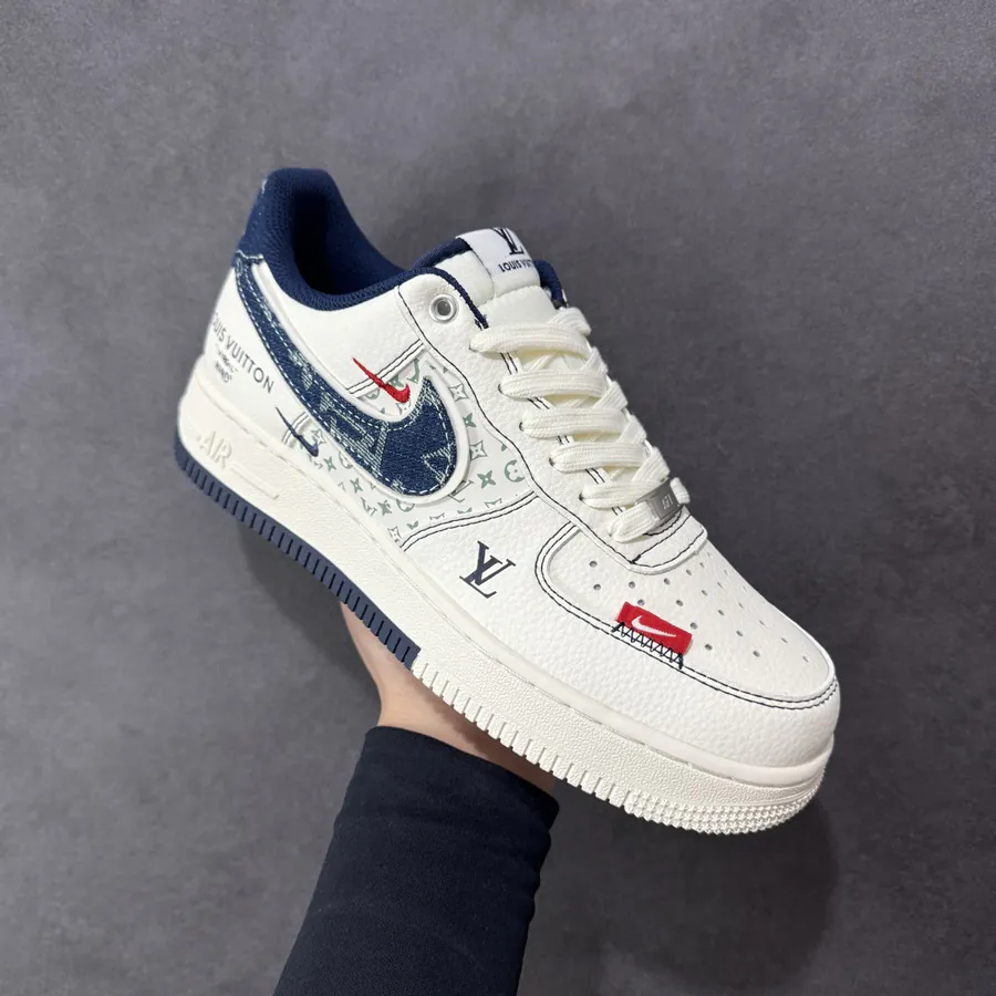 Louis Vuitton Air Force 1 Low 07 White Blue Double Monogram