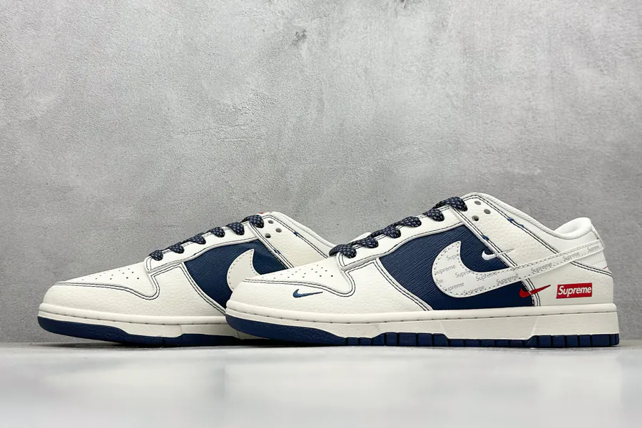 Nike SB Dunk Low x Supreme White Blue Triple Swoosh