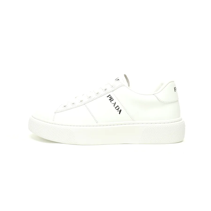 VALEN Round Leather Platform Sneakers with Logo