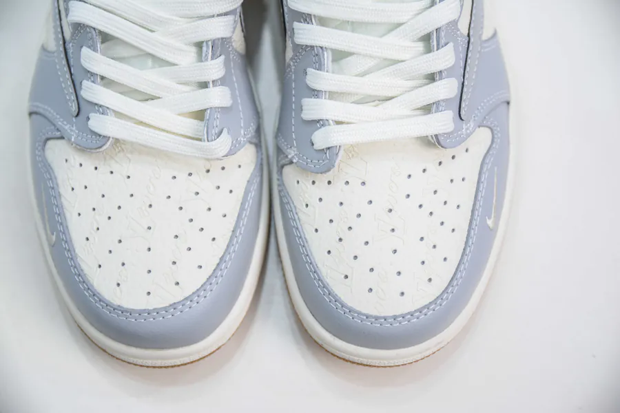 TS x Air x Louis Vuitton 1 Low White and Gray Sole Custom Color