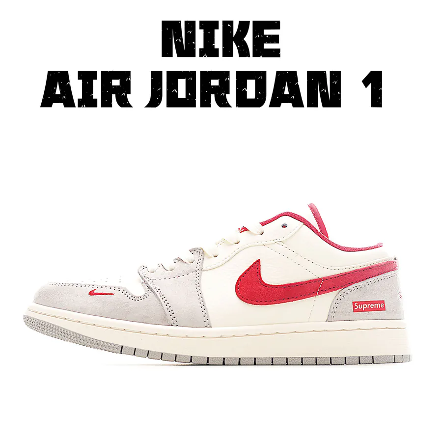 KK Version Company Stock Air 1 Low 1 White, Gray, Red Swoosh