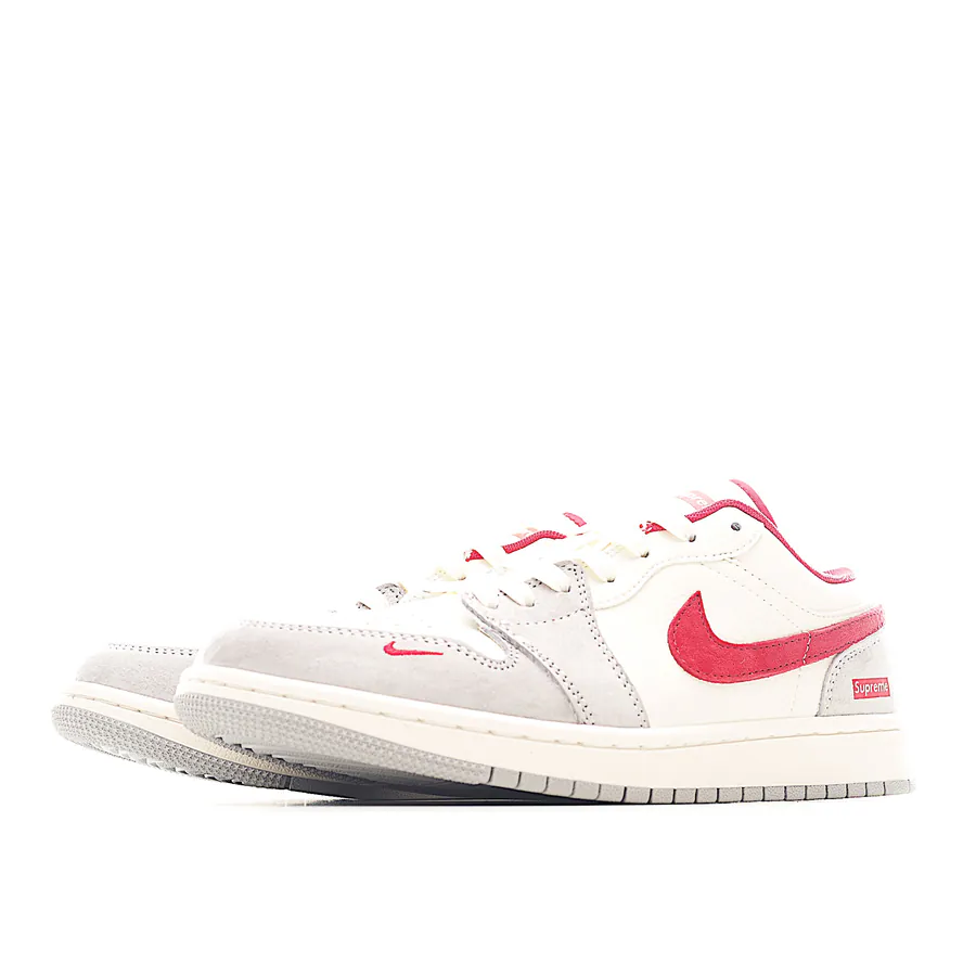 KK Version Company Stock Air 1 Low 1 White, Gray, Red Swoosh