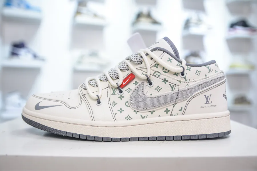 Louis Vuitton Air 1 Retro Low x KK Version Beige Straps, Custom Color