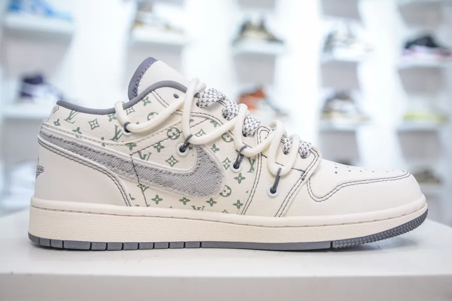 Louis Vuitton Air 1 Retro Low x KK Version Beige Straps, Custom Color