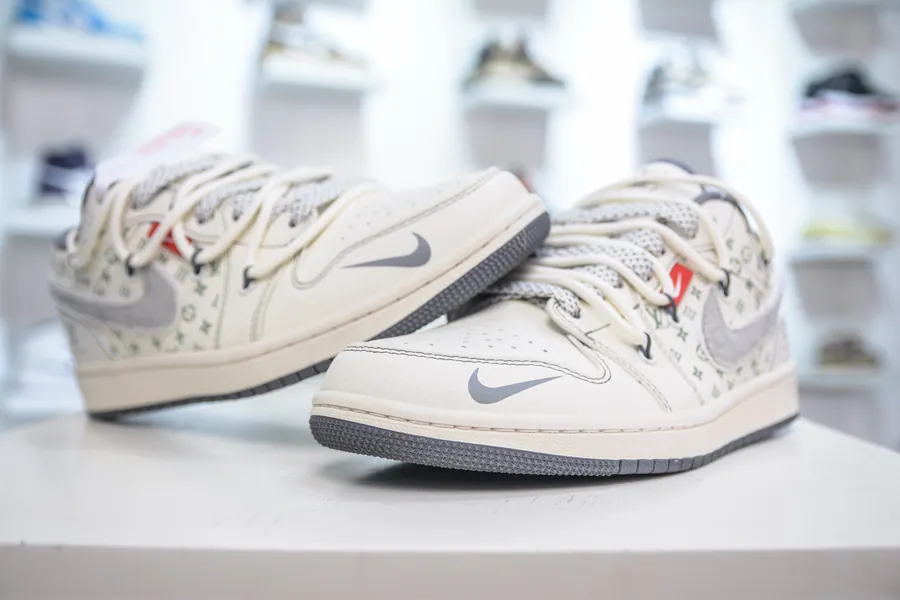 Louis Vuitton Air 1 Retro Low x KK Version Beige Straps, Custom Color
