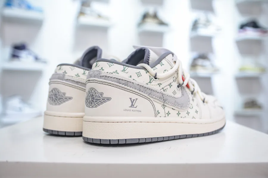 Louis Vuitton Air 1 Retro Low x KK Version Beige Straps, Custom Color