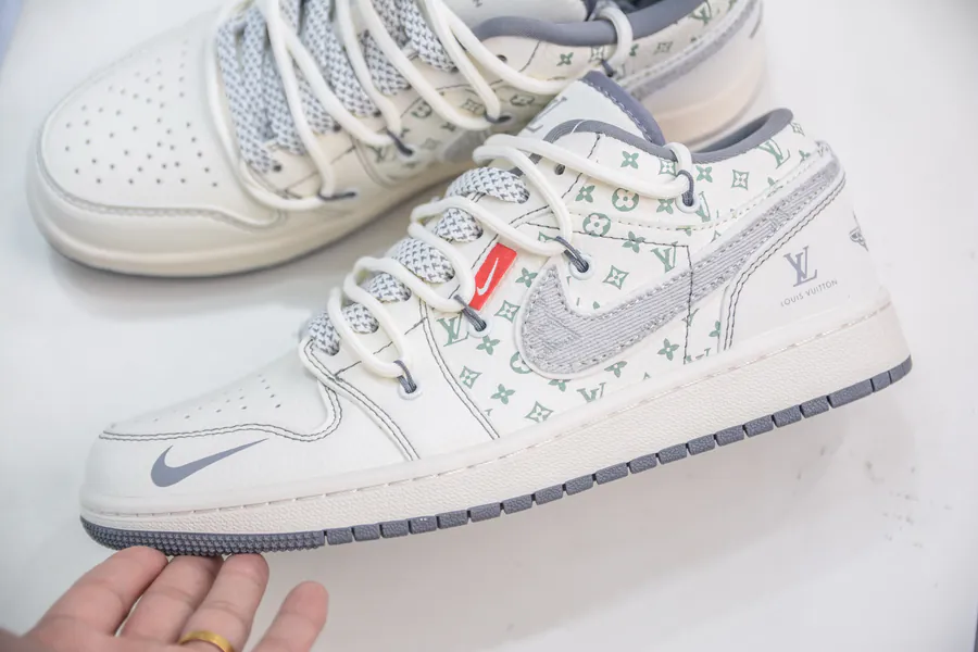 Louis Vuitton Air 1 Retro Low x KK Version Beige Straps, Custom Color