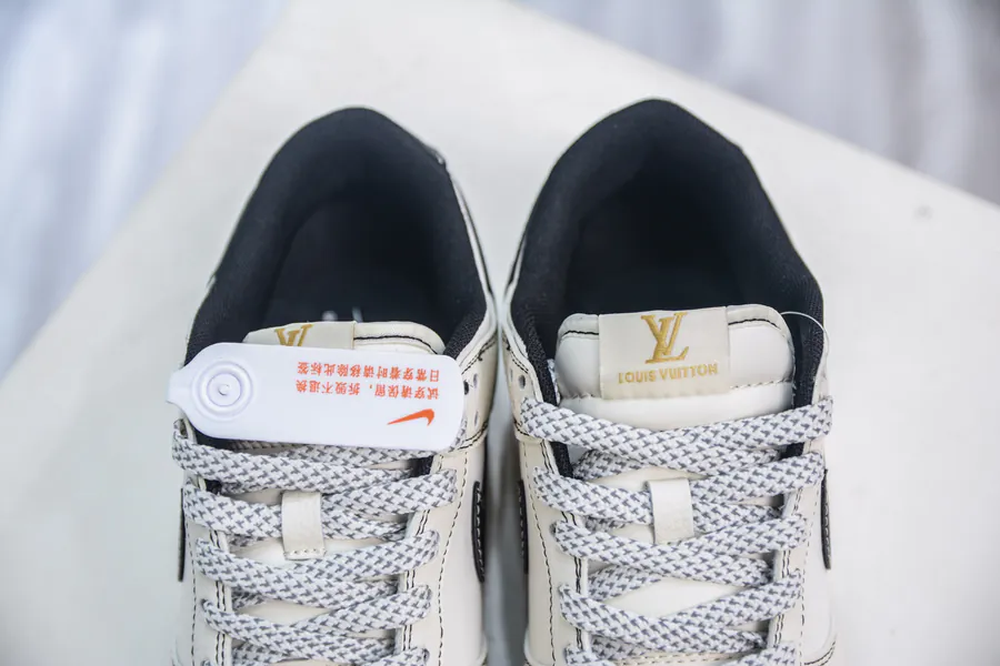 Air x Louis Vuitton Collaboration White, Black, Gold Label Basketball Shoes