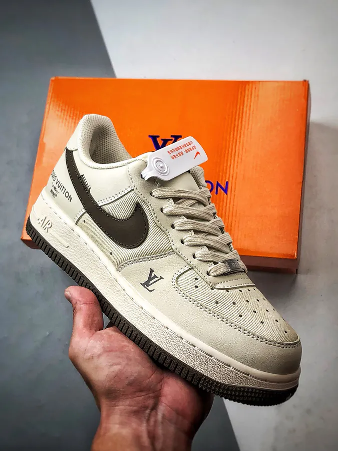 LV x Air Force 1 Low Canvas Patch Olive